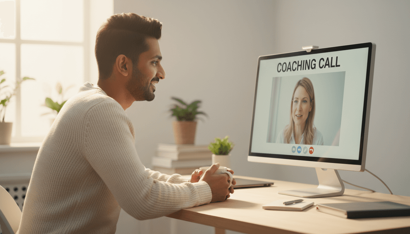 Online career coaching session between a coach and a professional client
